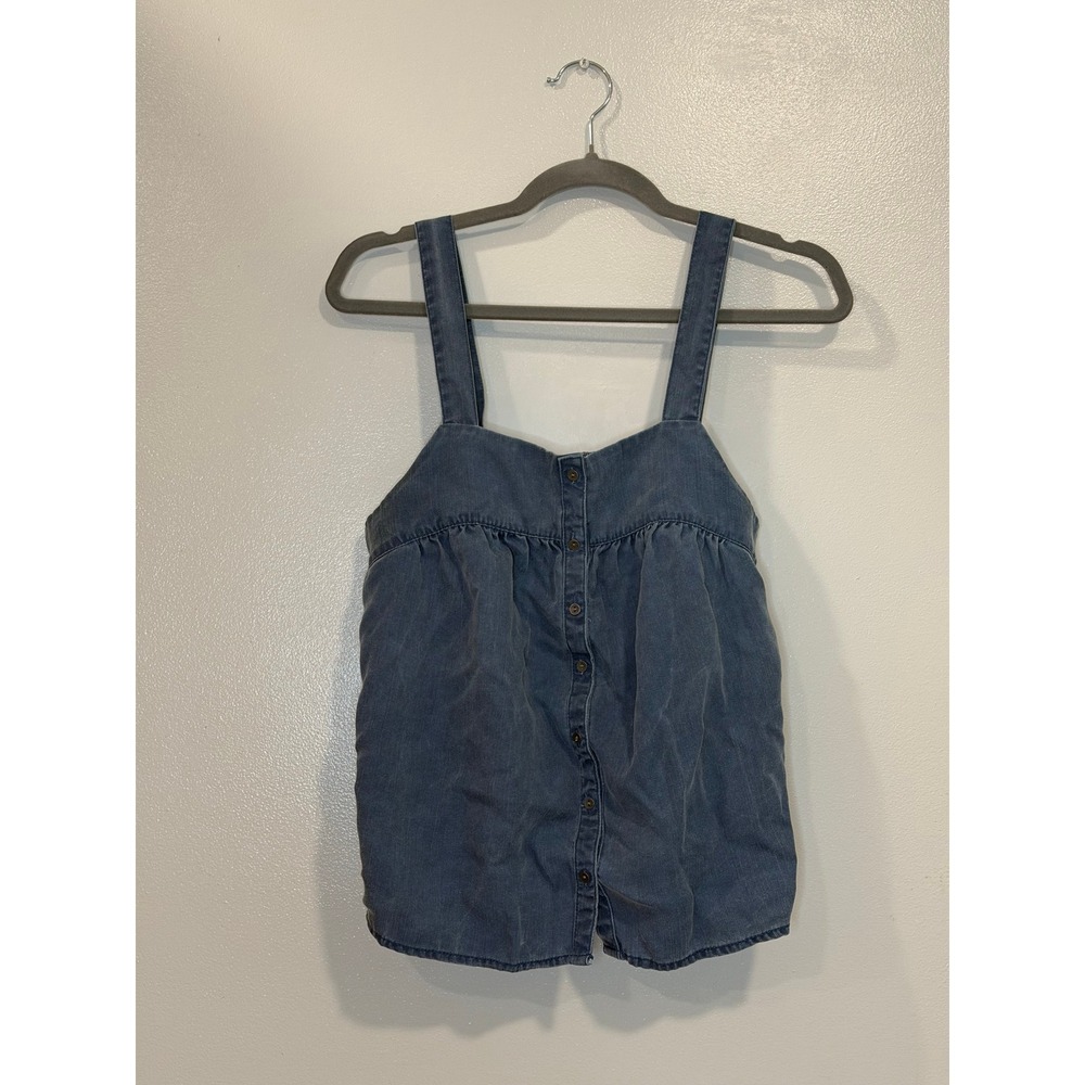 Old Navy Womens Blue Tencel Lyocell Button Front Smocked Back Camisole Top Small